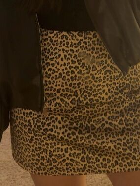 Leopard Print Mini Skirt in Beige and Black